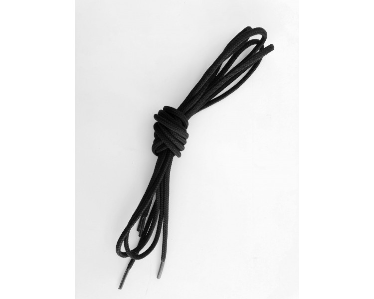 Thick round laces, hydrophobic finish, black color