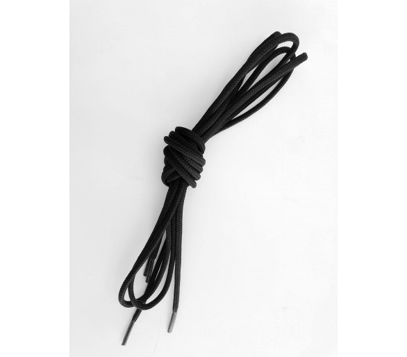 Thick round laces, hydrophobic finish, black color