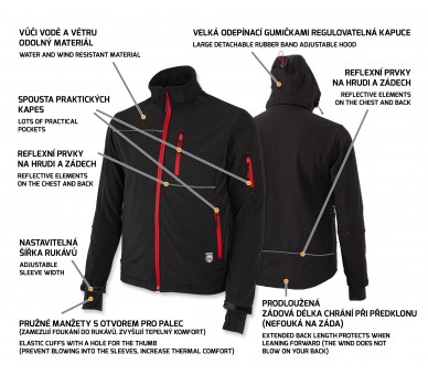 RUFUS kabát fekete/piros