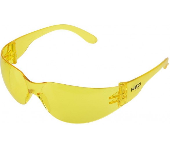 NEO TOOLS Odolné ochranné okuliare, polikarbonát, žlté sklá