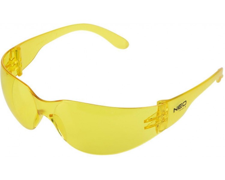 NEO TOOLS Robuste Schutzbrille, Polycarbonat, gelbe Gläser