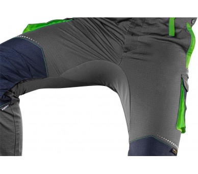 NEO TOOLS Montérkové kalhoty s laclem, premium, 100% bavlna, šedo-modré Velikost XS/46