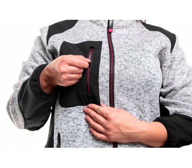 NEO TOOLS Damen-Strick-Softshelljacke mit Verstärkungen, Schwarz-Grau