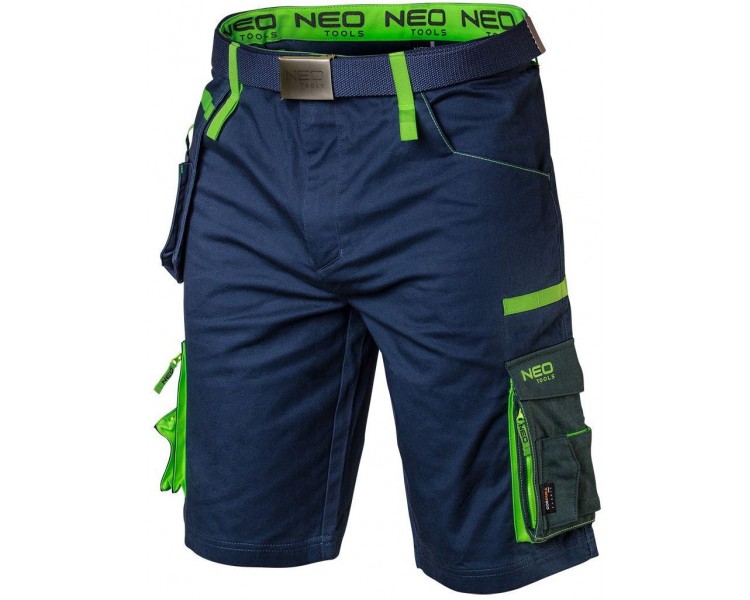 NEO TOOLS Pantalón corto de trabajo premium para hombre, azul-verde