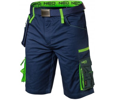NEO TOOLS Pantalón corto de trabajo premium para hombre, azul-verde Talla XS/46
