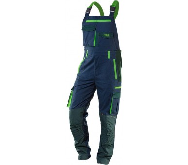 NEO TOOLS Montérkové kalhoty s laclem, premium, modro-zelené