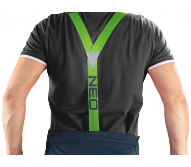 NEO TOOLS Montérkové kalhoty s laclem, premium, modro-zelené Velikost XS/46