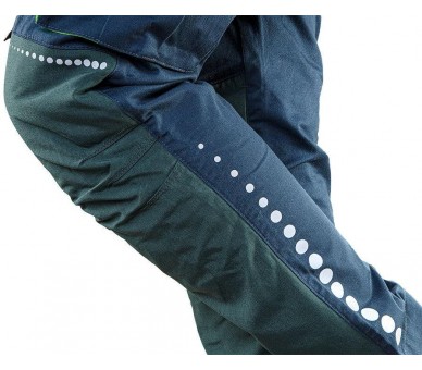 NEO TOOLS Montérkové nohavice s trakmi, premium, modro-zelené Veľkosť XXL/56