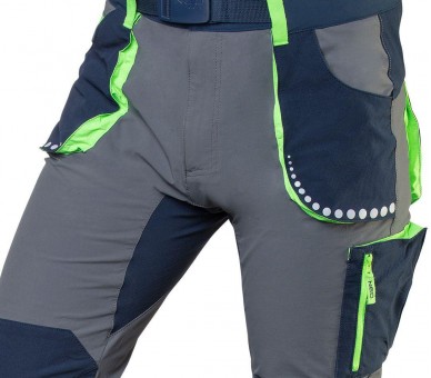 NEO TOOLS Pantalon de travail premium pour hommes, extensible dans 4 directions, gris-bleu
