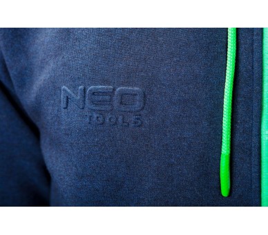 NEO TOOLS Panská fleecová mikina premium, dvouvrstvá, modro-zelená
