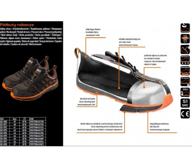 NEO TOOLS حذاء سيفتي S1، مقدمة فولاذية، أسود مقاس 39