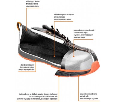 NEO TOOLS حذاء سيفتي S1، مقدمة فولاذية، أسود مقاس 43