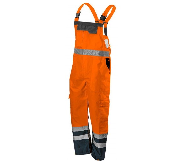 NEO TOOLS Reflexní pracovní kalhoty, voděodolné, oranžové Velikost S/48