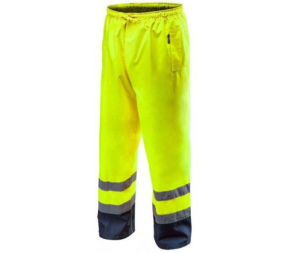 NEO TOOLS Reflexní pracovní kalhoty, nepromokavé, žluté Velikost S/48