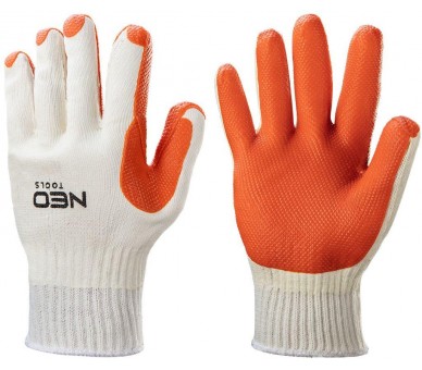 NEO TOOLS Rubberized cotton work gloves