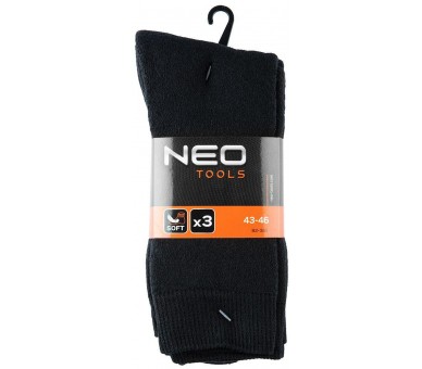 NEO TOOLS Chaussettes noires, 3 paires, coton