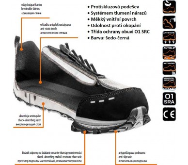 NEO TOOLS Zapatos de trabajo o1, sin metales, gris-negro Talla 44