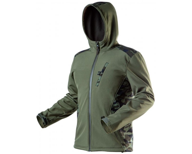 Камуфляжная куртка NEO TOOLS Softshell, камуфляж оливкового цвета Размер S/48
