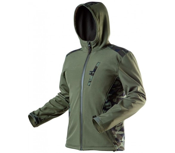 Камуфляжная куртка NEO TOOLS Softshell, камуфляж оливкового цвета Размер M/50