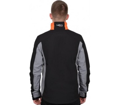 NEO TOOLS Férfi softshell kabát, fekete-szürke M/50-es méret