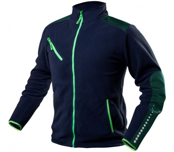 NEO TOOLS Pracovní fleecová bunda premium, modro-zelená Velikost M/50