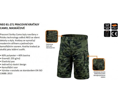 NEO TOOLS Men's shorts camo, camouflage Size XXL/56