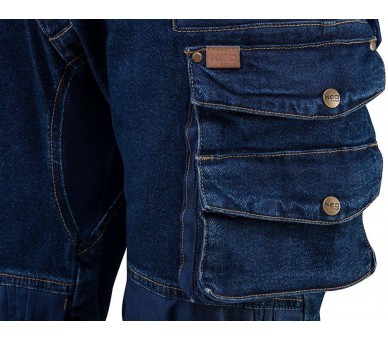 NEO TOOLS Spodnie robocze jeansowe, na kolana, niebieskie, rozmiar XS/46