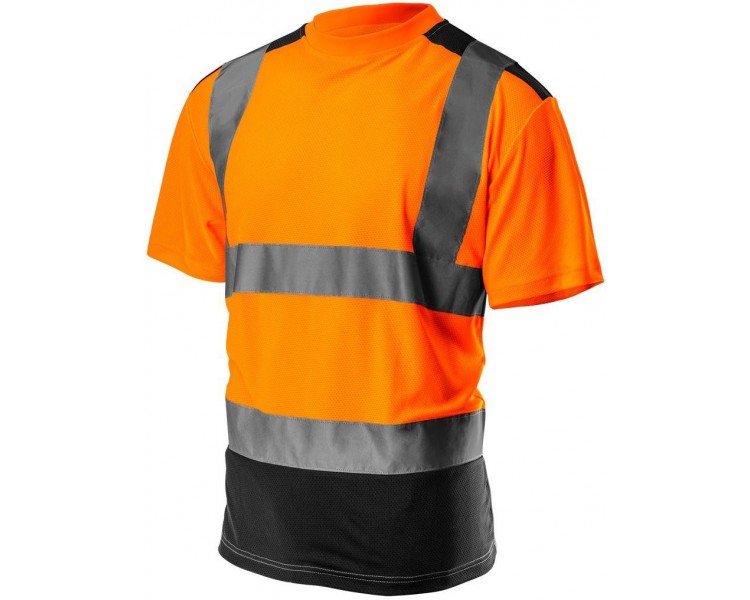 NEO TOOLS Camisa de trabalho com alta visibilidade, laranja-preto