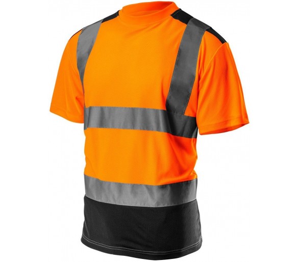 NEO TOOLS High visibility work shirt, orange-black Size S/48