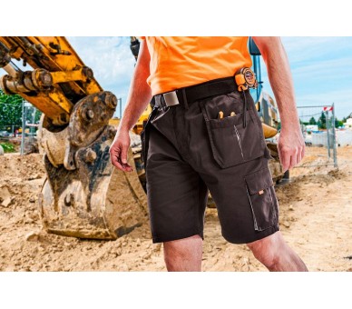 NEO TOOLS Pantalón corto de trabajo para hombre, cinturón, bolsillos extraíbles