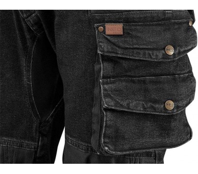 NEO TOOLS Джинсовые рабочие брюки мужские, наколенники, черные Размер S/48