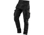 NEO TOOLS Panské pracovní džínové kalhoty, 5 kapes, černé