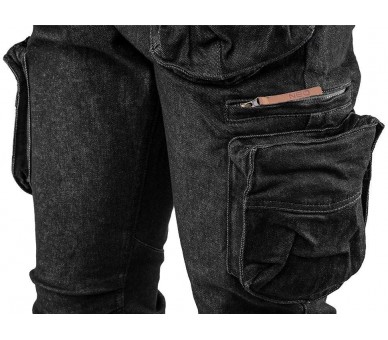 NEO TOOLS بنطال جينز رجالي للعمل، 5 جيوب، أسود