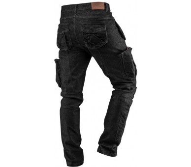 NEO TOOLS بنطال جينز رجالي للعمل، 5 جيوب، أسود مقاس S/48