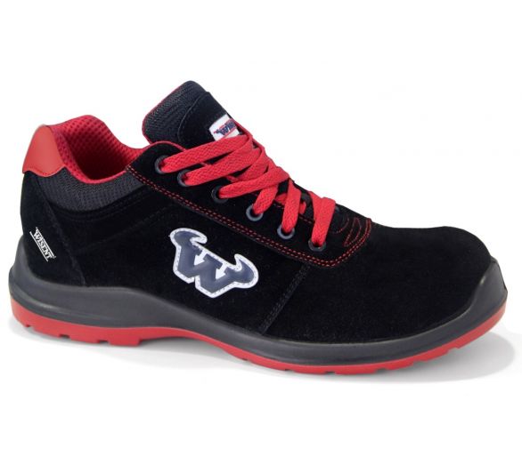 WISENT SAFETY SUEDE BOOTS BLACK/RED