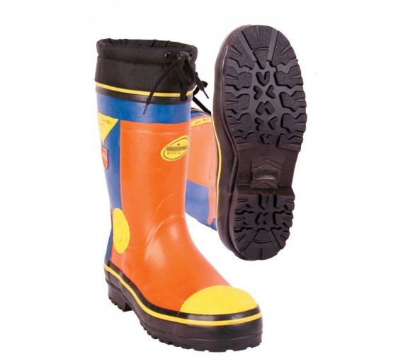 LOGGER WINTER safety rubber boots for working with a chainsaw
